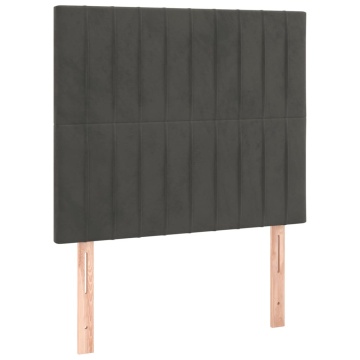Pat box spring cu saltea, gri închis, 90x200 cm, catifea - Img 5
