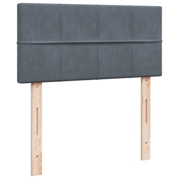 Pat box spring cu saltea, gri închis, 90x200 cm, catifea - Img 8