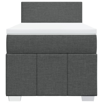 Pat box spring cu saltea, gri închis, 90x200 cm, textil - Img 4