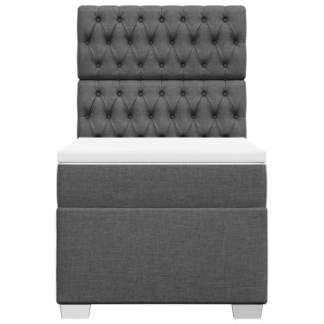 Pat box spring cu saltea, gri închis, 90x200 cm, textil - Img 4