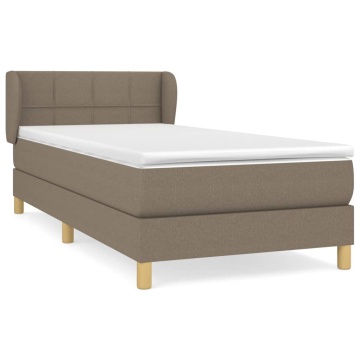 Pat box spring cu saltea, gri taupe, 90x200 cm, textil - Img 2