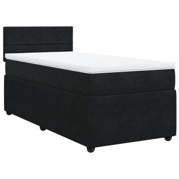 Pat box spring cu saltea, negru, 100x200 cm, catifea - Img 3