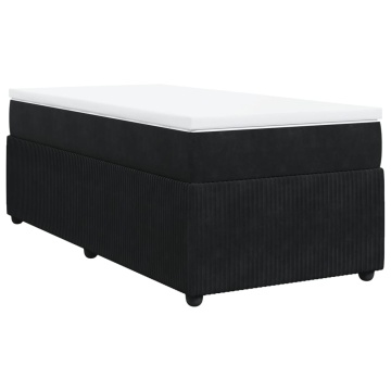 Pat box spring cu saltea, negru, 100x200 cm, catifea - Img 2