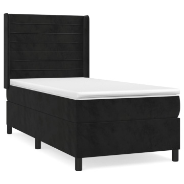 Pat box spring cu saltea, negru, 100x200 cm, catifea - Img 2
