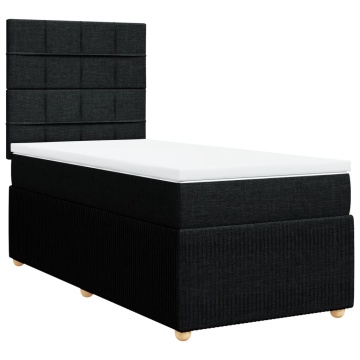 Pat box spring cu saltea, negru, 100x200 cm, textil - Img 3
