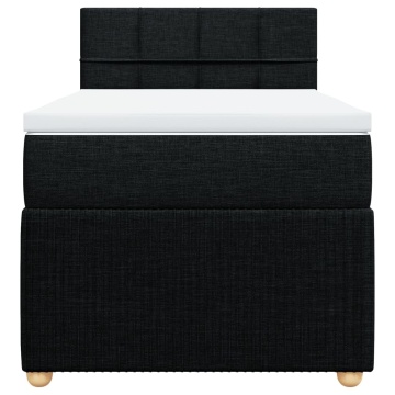 Pat box spring cu saltea, negru, 100x200 cm, textil - Img 5