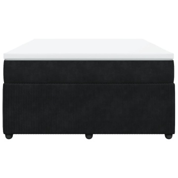 Pat box spring cu saltea, negru, 140x190 cm, catifea - Img 4
