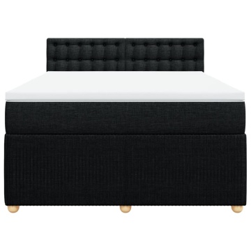 Pat box spring cu saltea, negru, 140x200 cm, textil - Img 4