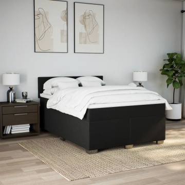 Pat box spring cu saltea, negru, 140x200 cm, textil - Img 4