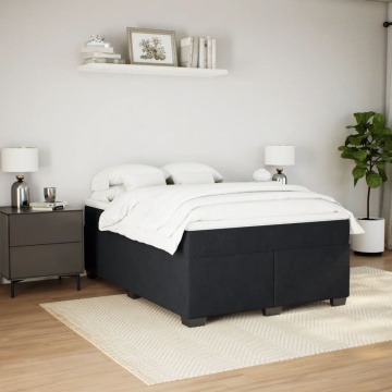 Pat box spring cu saltea, negru, 160x200 cm, catifea - Img 3
