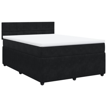 Pat box spring cu saltea, negru, 160x200 cm, catifea - Img 3
