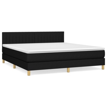 Pat box spring cu saltea, negru, 160x200 cm, textil - Img 2