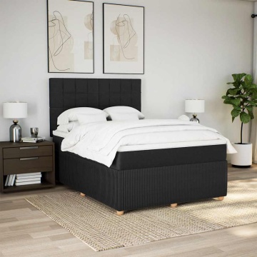 Pat box spring cu saltea, negru, 160x200 cm, textil - Img 3