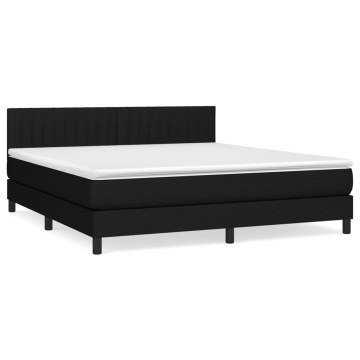 Pat box spring cu saltea, negru, 180x200 cm, catifea - Img 2