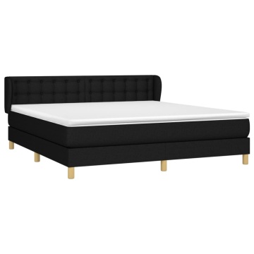 Pat box spring cu saltea, negru, 180x200 cm, catifea - Img 3