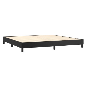 Pat box spring cu saltea, negru, 200x200 cm, piele ecologică - Img 4