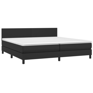 Pat box spring cu saltea, negru, 200x200 cm, piele ecologică - Img 3