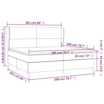 Pat box spring cu saltea, negru, 200x200 cm, textil - Img 6