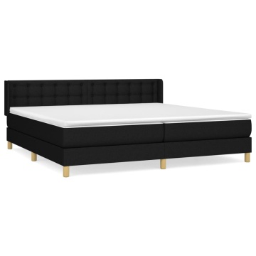 Pat box spring cu saltea, negru, 200x200 cm, textil - Img 2