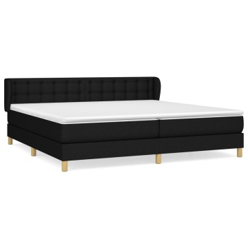 Pat box spring cu saltea, negru, 200x200 cm, textil - Img 2