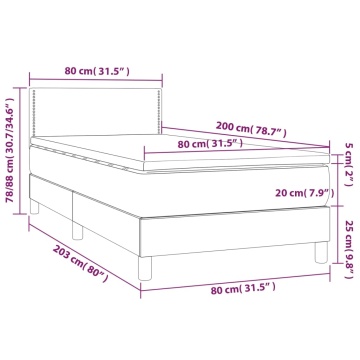 Pat box spring cu saltea, negru, 80x200 cm, piele ecologică - Img 6