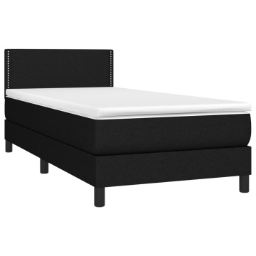Pat box spring cu saltea, negru, 80x200 cm, textil - Img 3