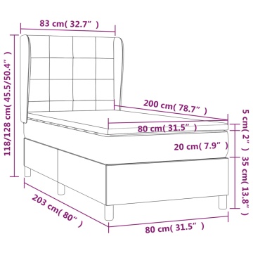 Pat box spring cu saltea, negru, 80x200 cm, textil - Img 6