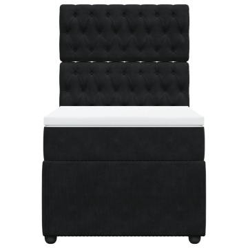 Pat box spring cu saltea, negru, 90x190 cm, catifea - Img 5