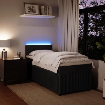 Pat box spring cu saltea, negru, 90x190 cm, catifea - Img 8