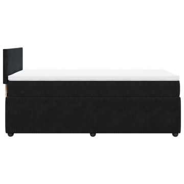 Pat box spring cu saltea, negru, 90x190 cm, catifea - Img 6