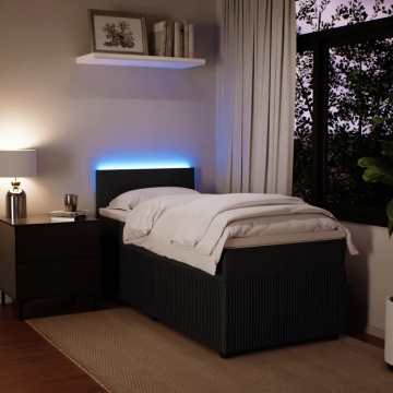 Pat box spring cu saltea, negru, 90x190 cm, catifea - Img 8