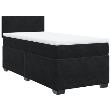 Pat box spring cu saltea, negru, 90x200 cm, catifea - Img 3