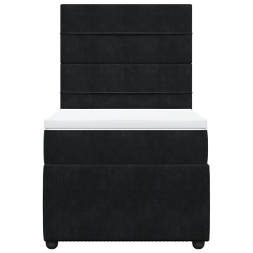 Pat box spring cu saltea, negru, 90x200 cm, catifea - Img 5