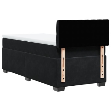 Pat box spring cu saltea, negru, 90x200 cm, catifea - Img 7
