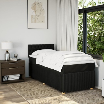 Pat box spring cu saltea, negru, 90x200 cm, textil - Img 3
