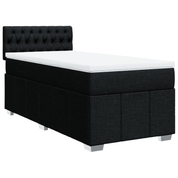 Pat box spring cu saltea, negru, 90x200 cm, textil - Img 2