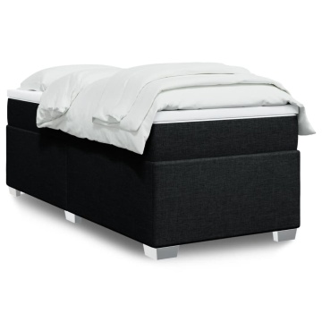 Pat box spring cu saltea, negru, 90x200 cm, textil - Img 1