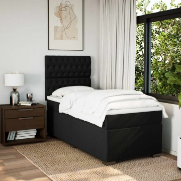 Pat box spring cu saltea, negru, 90x200 cm, textil - Img 3