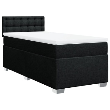 Pat box spring cu saltea, negru, 90x200 cm, textil - Img 3