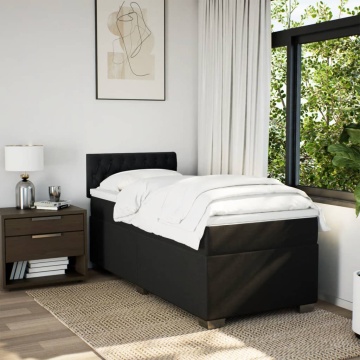 Pat box spring cu saltea, negru, 90x200 cm, textil - Img 3
