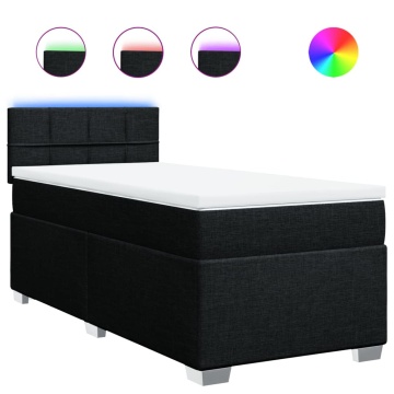 Pat box spring cu saltea, negru, 90x200 cm, textil - Img 2