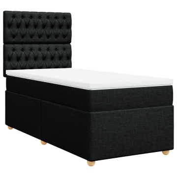 Pat box spring cu saltea, negru, 90x200 cm, textil - Img 3
