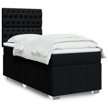 Pat box spring cu saltea, negru, 90x200 cm, textil - Img 1