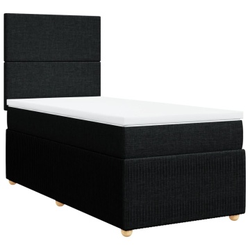 Pat box spring cu saltea, negru, 90x200 cm, textil - Img 2
