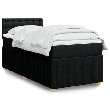 Pat box spring cu saltea, negru, 90x200 cm, textil - Img 1