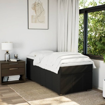 Pat box spring cu saltea, negru, 90x200 cm, textil - Img 3