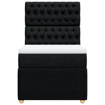 Pat box spring cu saltea, negru, 90x200 cm, textil - Img 4