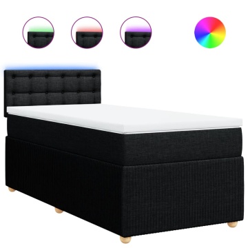 Pat box spring cu saltea, negru, 90x200 cm, textil - Img 2