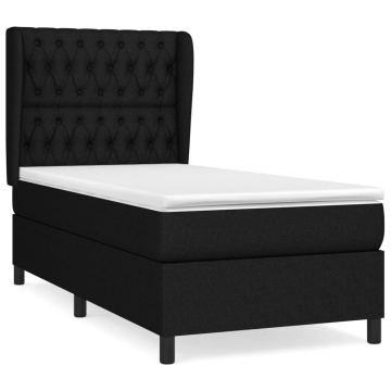 Pat box spring cu saltea, negru, 90x200 cm, textil - Img 2