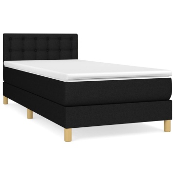 Pat box spring cu saltea, negru, 90x200 cm, textil - Img 2
